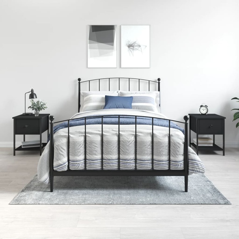 Berkfield Bedside Tables 2 pcs Black 34×35.5×45 cm Engineered Wood