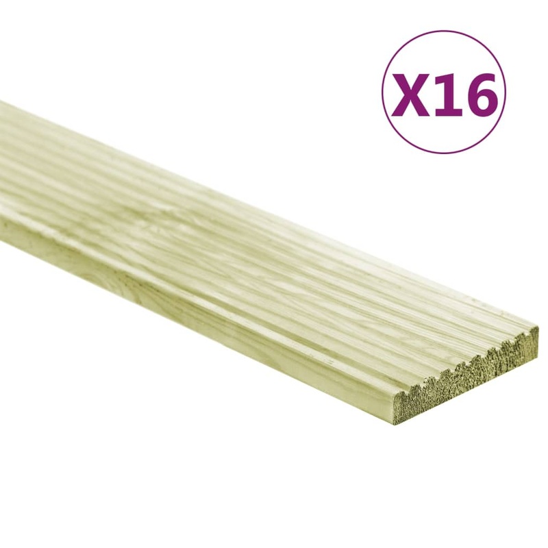 Berkfield Decking Boards 16 pcs 2.32 m_ 1m Impregnated Solid Wood Pine