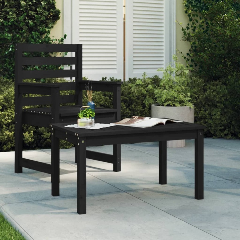 Berkfield Garden Table Black 82.5×50.5×45 cm Solid Wood Pine