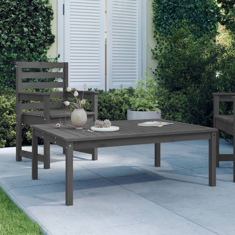Berkfield Garden Table Grey 121×82.5×45 cm Solid Wood Pine