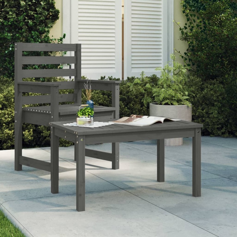 Berkfield Garden Table Grey 82.5×50.5×45 cm Solid Wood Pine