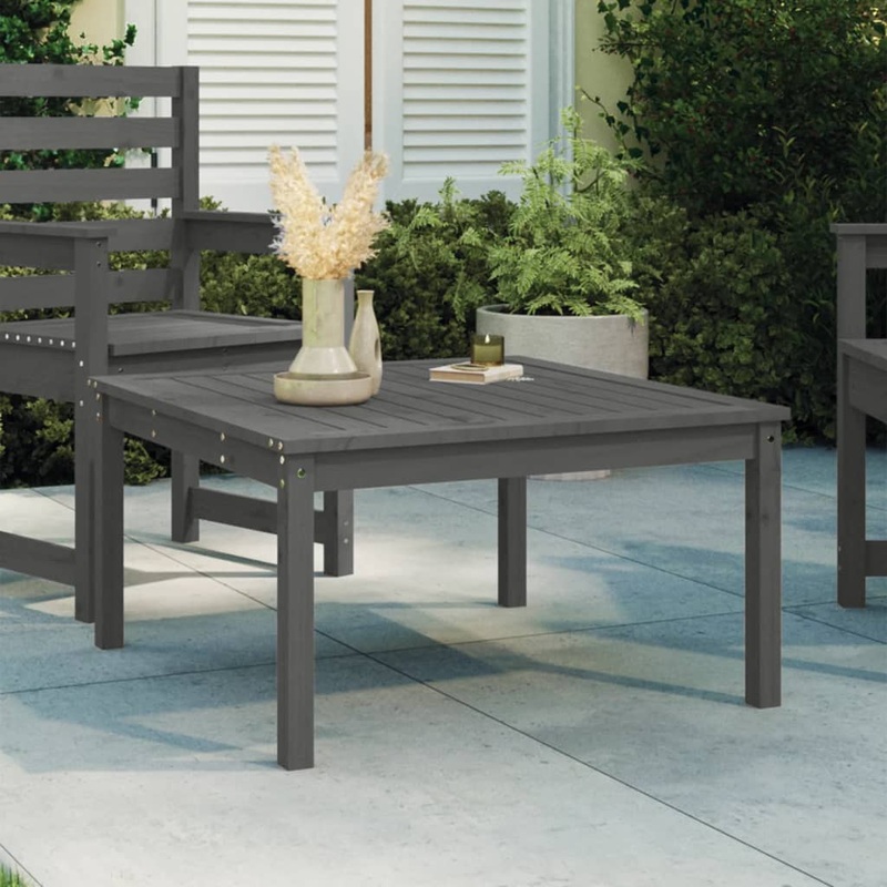 Berkfield Garden Table Grey 82.5×82.5×45 cm Solid Wood Pine