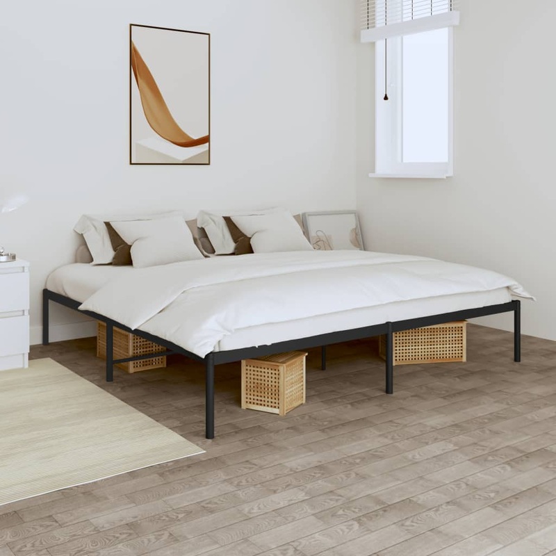 Berkfield Metal Bed Frame Black 180×200 cm 6FT Super King