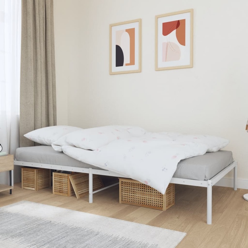 Berkfield Metal Bed Frame White 100×200 cm