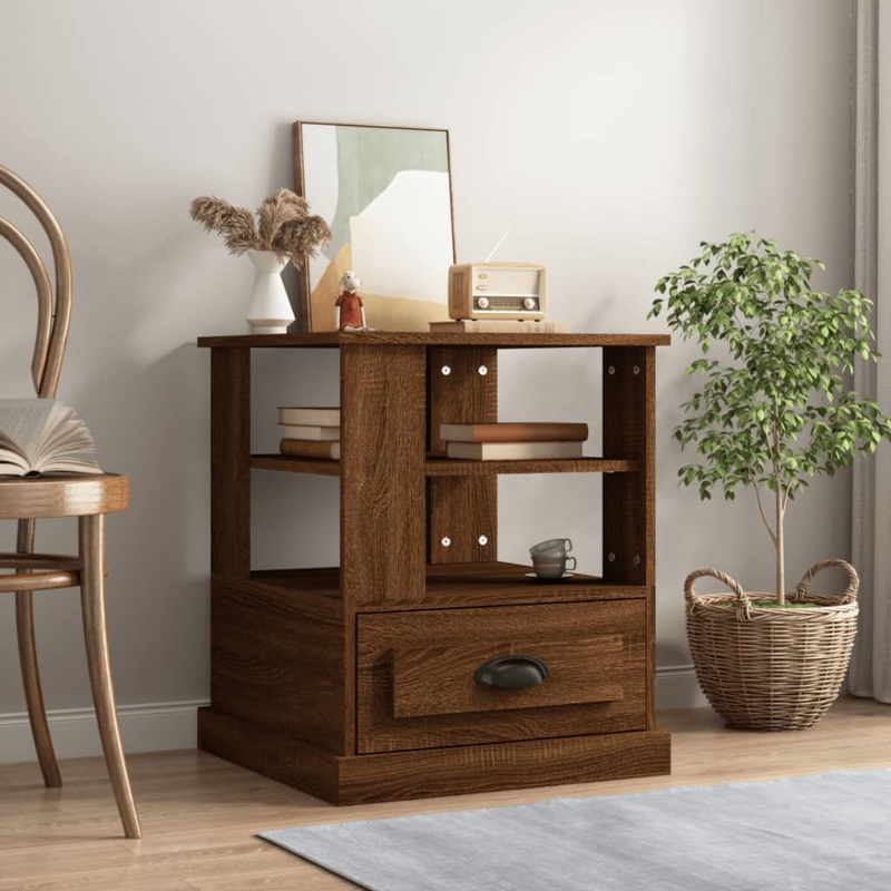Berkfield Side Table Brown Oak 50x50x60 cm Engineered Wood