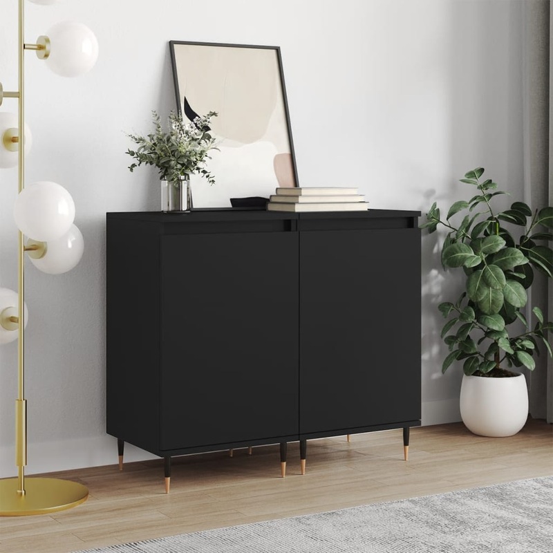 Berkfield Sideboards 2 pcs Black 40x35x70 cm Engineered Wood