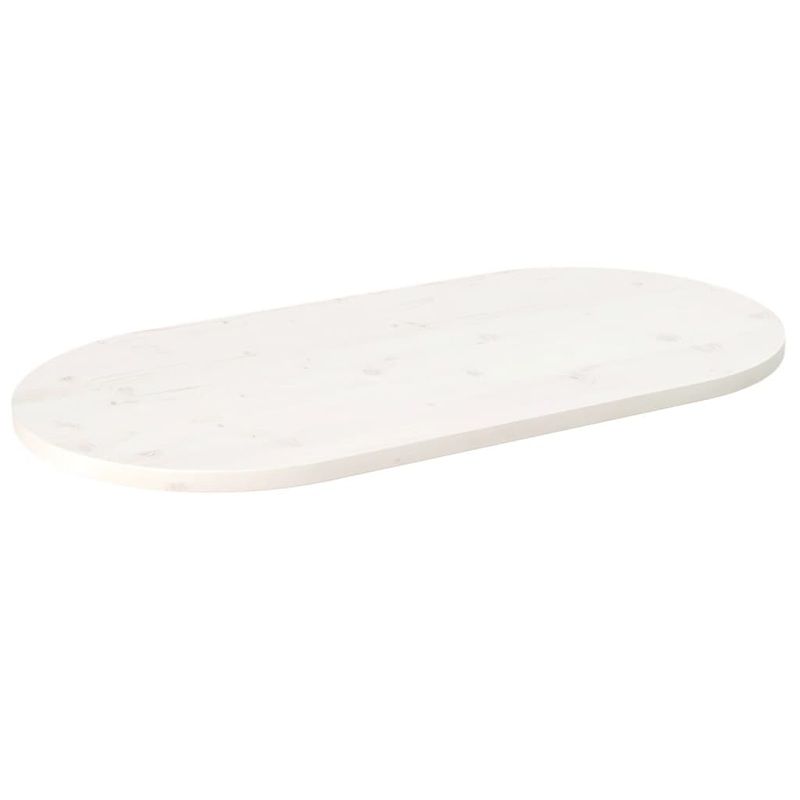 Berkfield Table Top White 90x45x2.5 cm Solid Wood Pine Oval