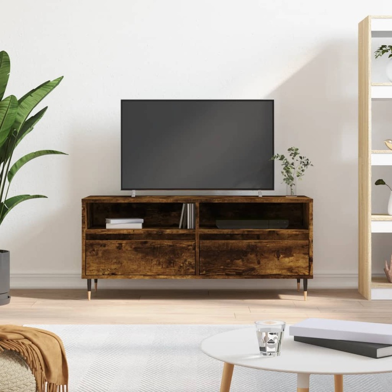 Berkfield TV Cabinet Smoked Oak 100×34.5×44.5 cm Engineered Wood