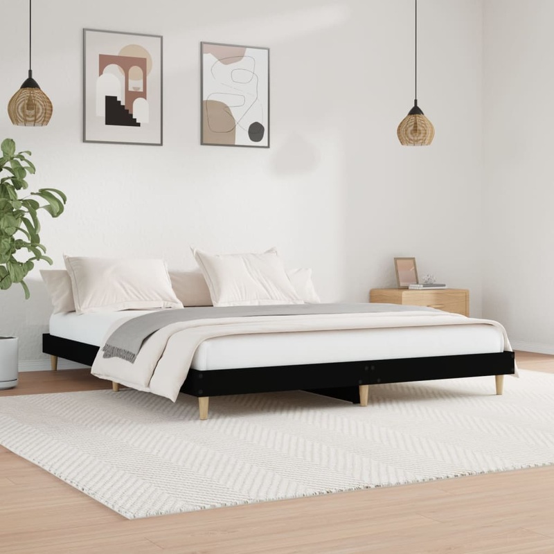 Berkfield Bed Frame Black 140×200 cm Engineered Wood