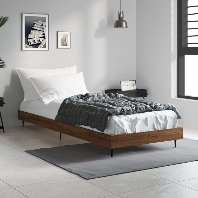 Berkfield Bed Frame Brown Oak 75×190 cm 2FT6 Small Single Engineered Wood