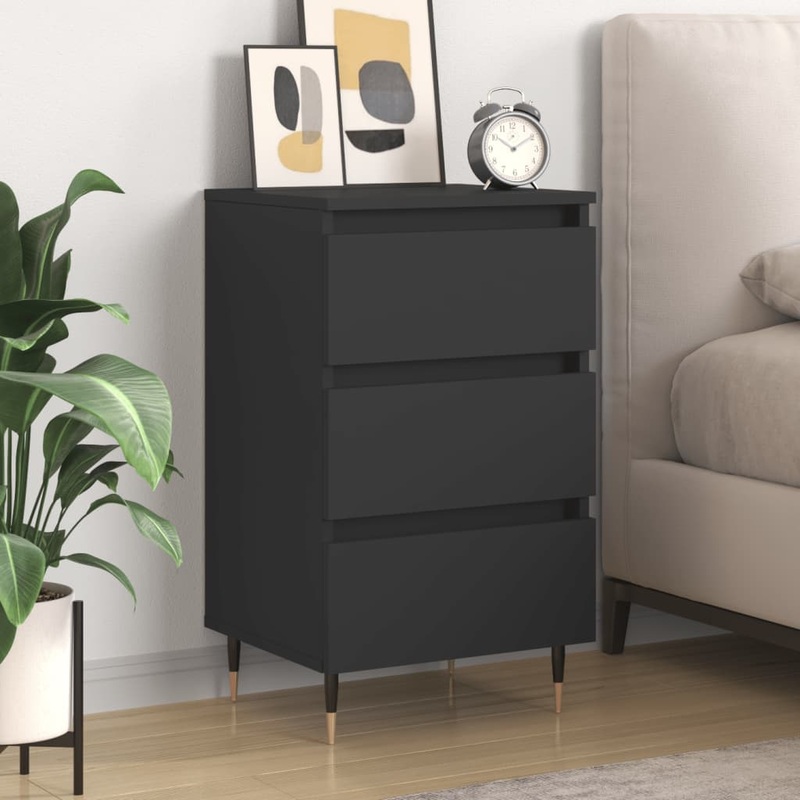 Berkfield Bedside Cabinet Black 40x35x69 cm Engineered Wood