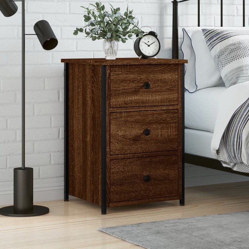 Berkfield Bedside Cabinet Brown Oak 40x36x60 cm Engineered Wood