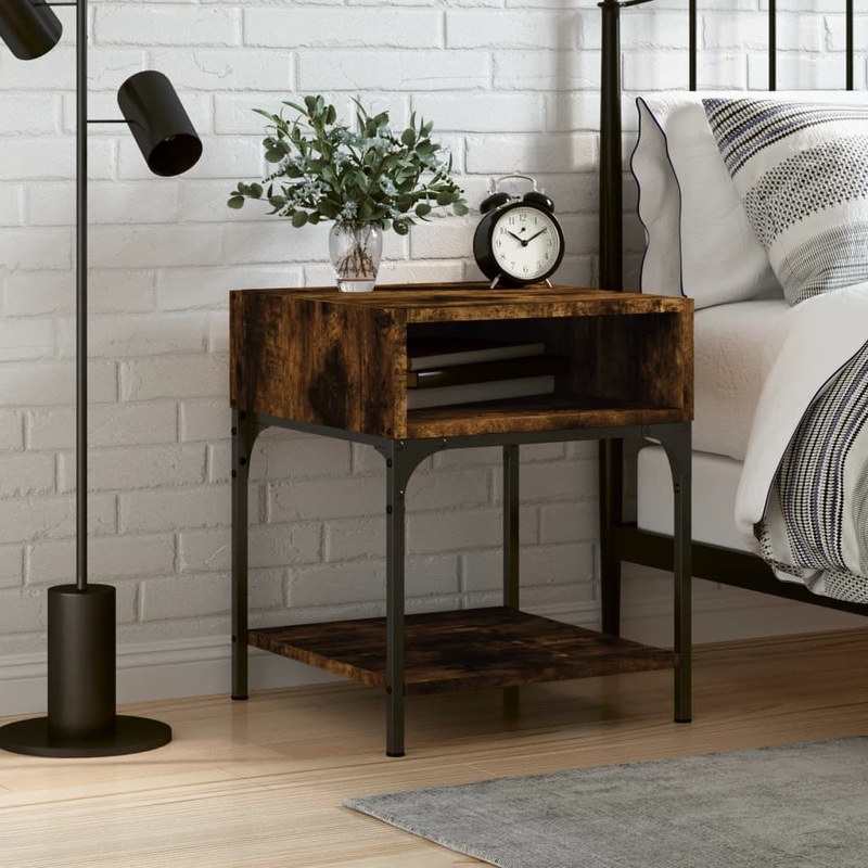 Berkfield Bedside Table Smoked Oak 40x41x50 cm Engineered Wood