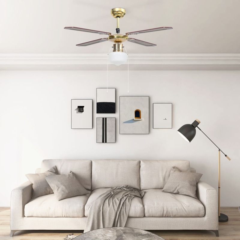 Berkfield Ceiling Fan with Light 106 cm Brown