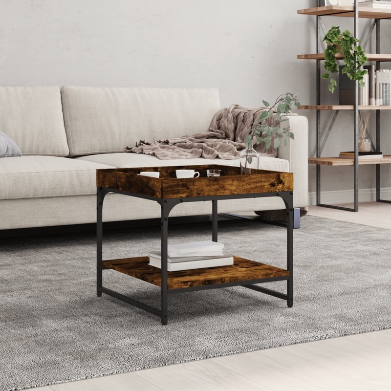 Berkfield Coffee Table Smoked Oak 49.5×49.5×45 cm Engineered Wood