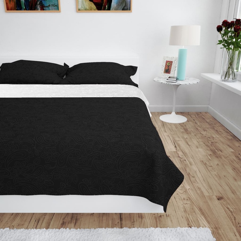 Berkfield Double-sided Quilted Bedspread 220×240 cm Black and White