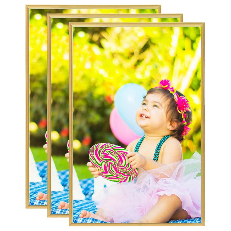 Berkfield Photo Frames Collage 3 pcs for Wall or Table Gold 59.4x84cm MDF