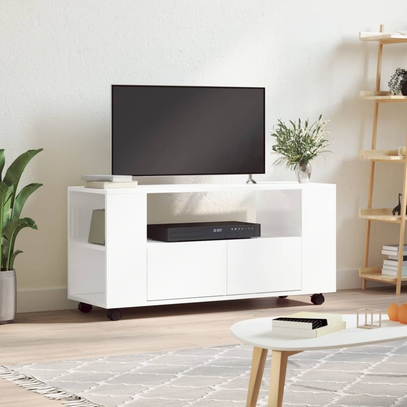 Berkfield TV Cabinet High Gloss White 102×34.5×43 cm Engineered Wood