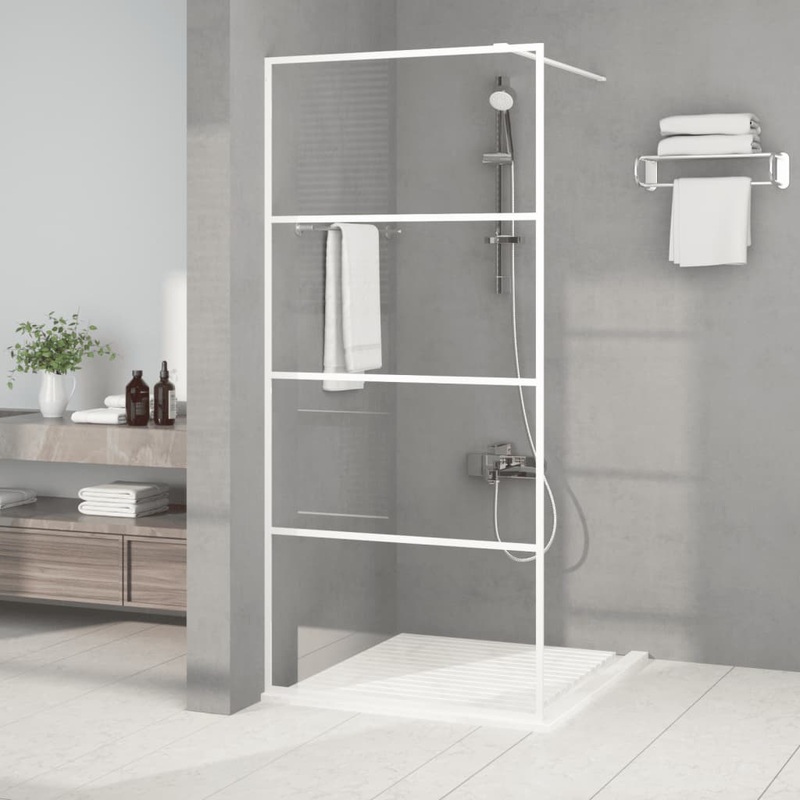 Berkfield Walk-in Shower Wall White 90×195 cm Clear ESG Glass