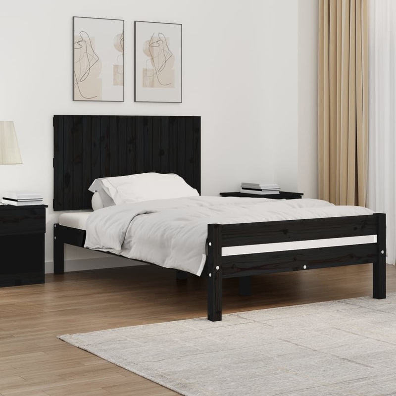 Berkfield Wall Headboard Black 108x3x60 cm Solid Wood Pine