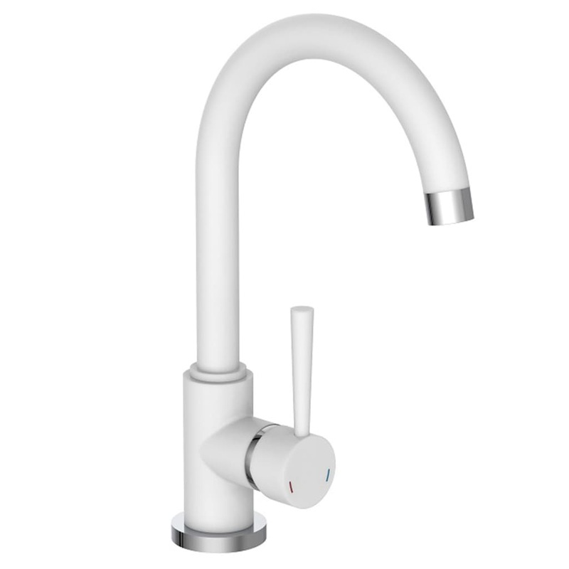 SCHTTE Sink Mixer with Round Spout CORNWALL White