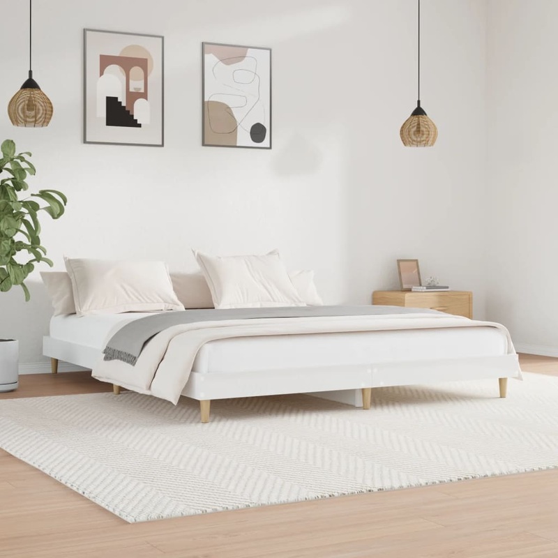 Berkfield Bed Frame High Gloss White 150×200 cm Engineered Wood