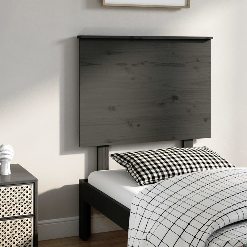 Berkfield Bed Headboard Grey 79x6x82.5 cm Solid Wood Pine