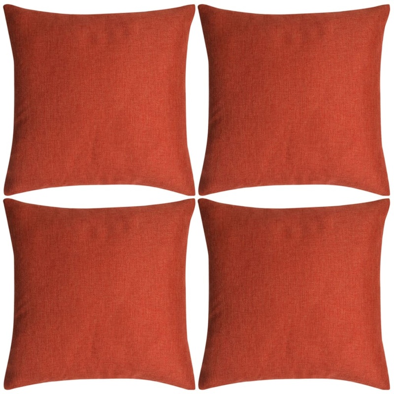 Berkfield Cushion Covers 4 pcs Linen-look Terracotta 80×80 cm