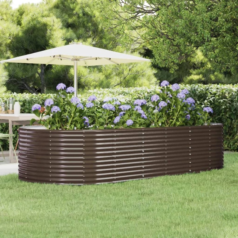 Berkfield Garden Raised Bed Brown 291x140x68 cm Powder-coated Steel