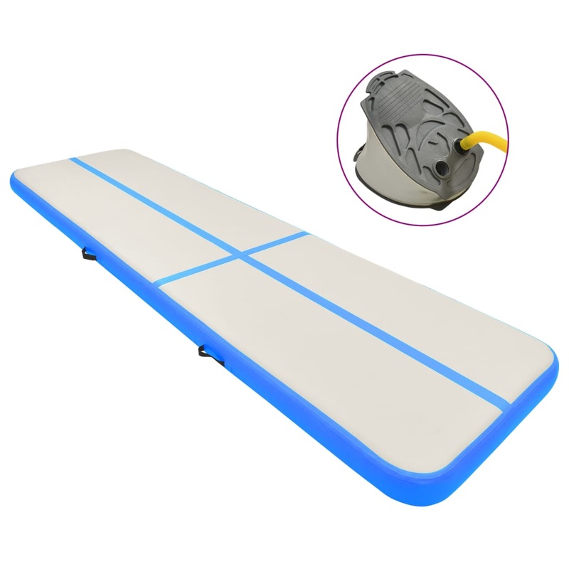 Berkfield Inflatable Gymnastics Mat with Pump 600x100x15 cm PVC Blue
