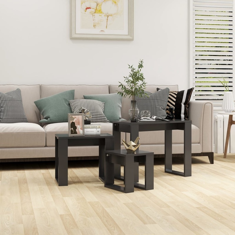 Berkfield Nesting Tables 3 pcs Grey Engineered Wood