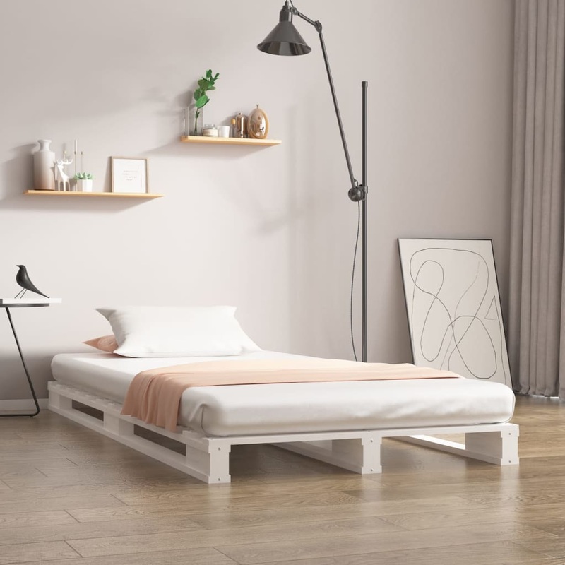Berkfield Pallet Bed White 75×190 cm Small Single Solid Wood Pine