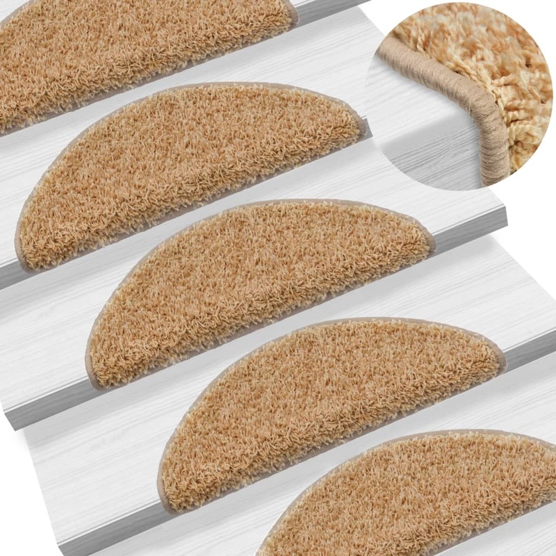 Berkfield Stair Mats 5 pcs 56x17x3 cm Cream