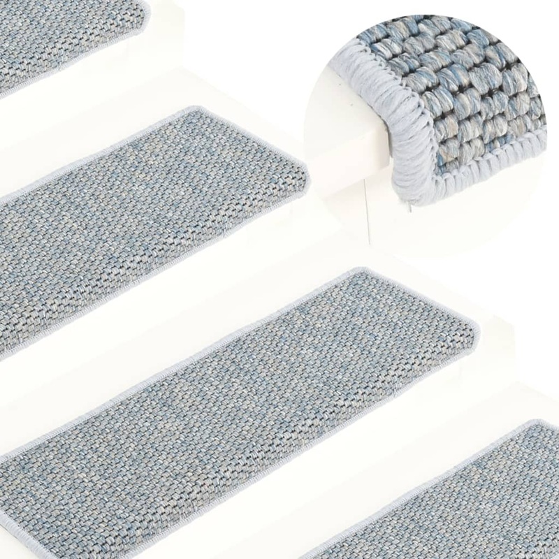Berkfield Stair Mats Self-adhesive Sisal-Look 15 pcs 65x21x4 cm Blue
