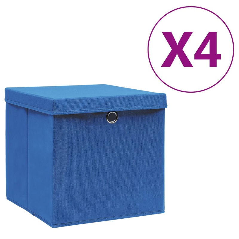 Berkfield Storage Boxes with Covers 4 pcs 28x28x28 cm Blue