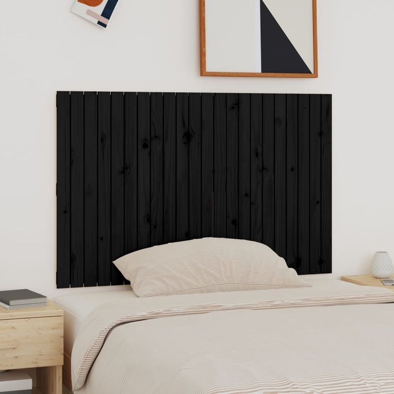 Berkfield Wall Headboard Black 140x3x90 cm Solid Wood Pine
