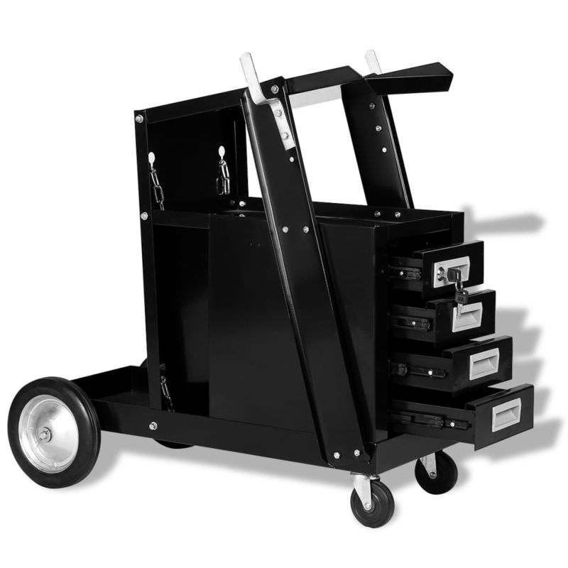 Berkfield Welding Cart with 4 Drawers Black