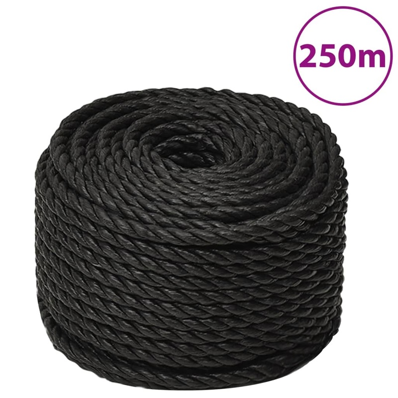 Berkfield Work Rope Black 10 mm 250 m Polypropylene