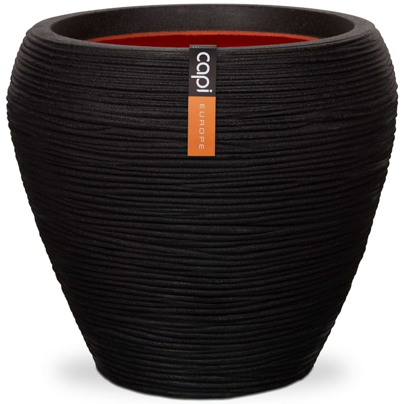 Capi Vase Nature Rib Tapered 42×38 cm Black KBLR362