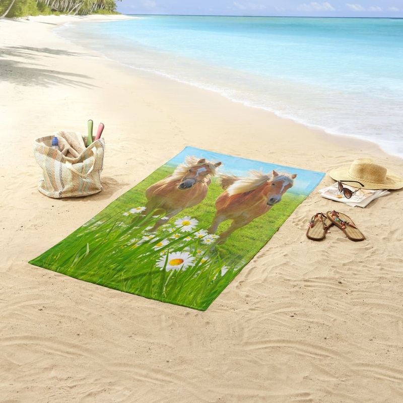 Good Morning Beach Towel HORSES 75×150 cm Multicolour
