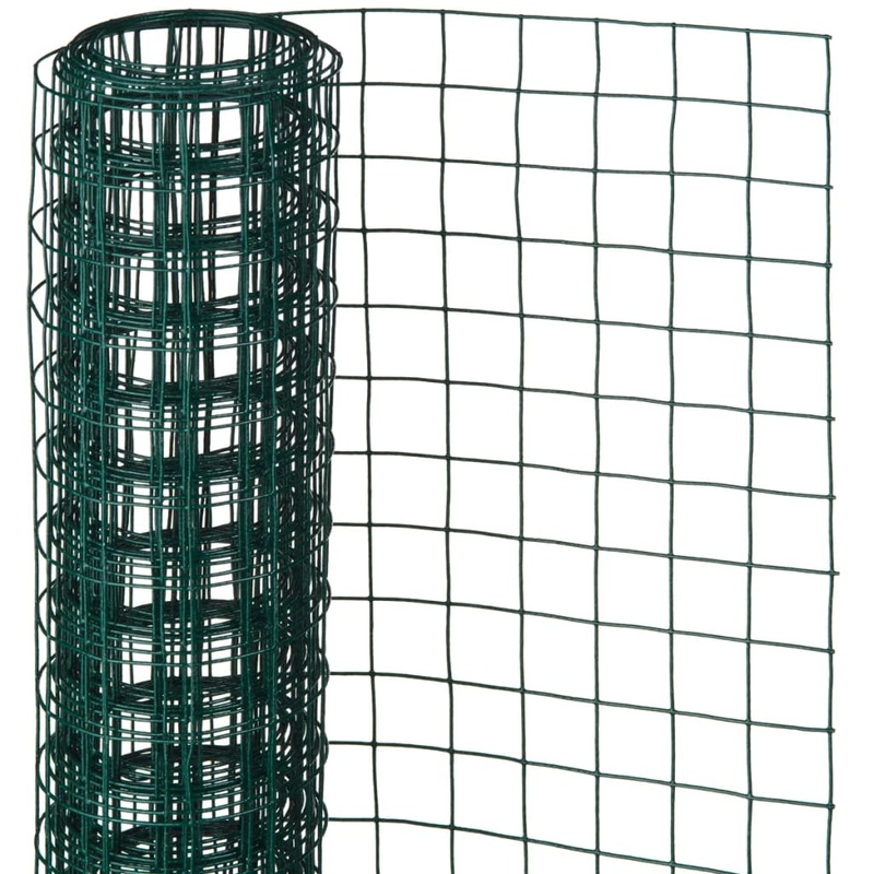 Nature Wire Mesh Square 0.5×2.5 m 13 mm Plastic Coated Steel Green