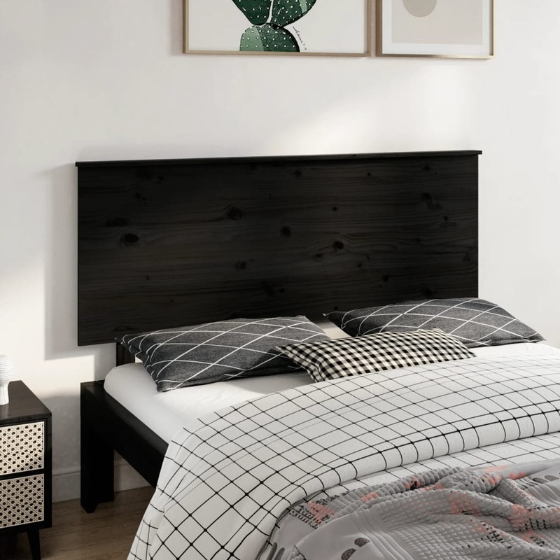 Berkfield Bed Headboard Black 154x6x82.5 cm Solid Wood Pine