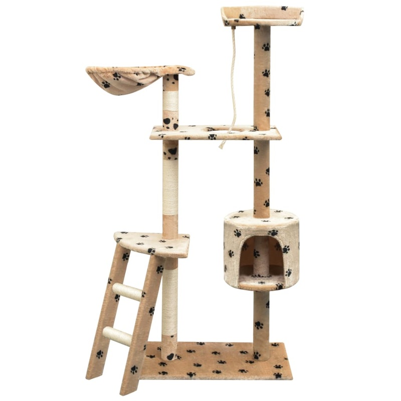 Berkfield Cat Tree with Sisal Scratching Posts 150 cm Paw Prints Beige