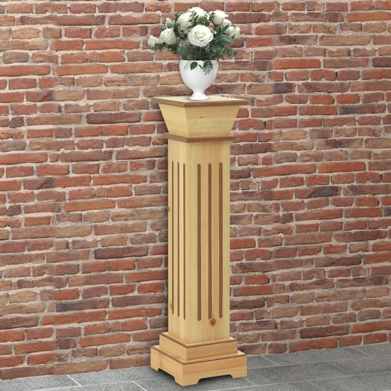 Berkfield Classic Square Pillar Plant Stand Light Wood 17x17x66 cm MDF