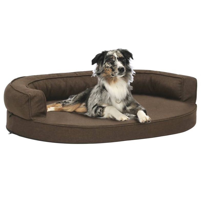Berkfield Ergonomic Dog Bed Mattress 90×64 cm Linen Look Brown