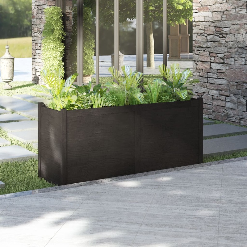 Berkfield Garden Planter Black 150x50x70 cm Solid Pinewood