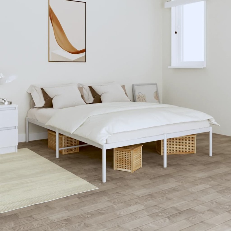 Berkfield Metal Bed Frame White 150×200 cm 5FT King Size