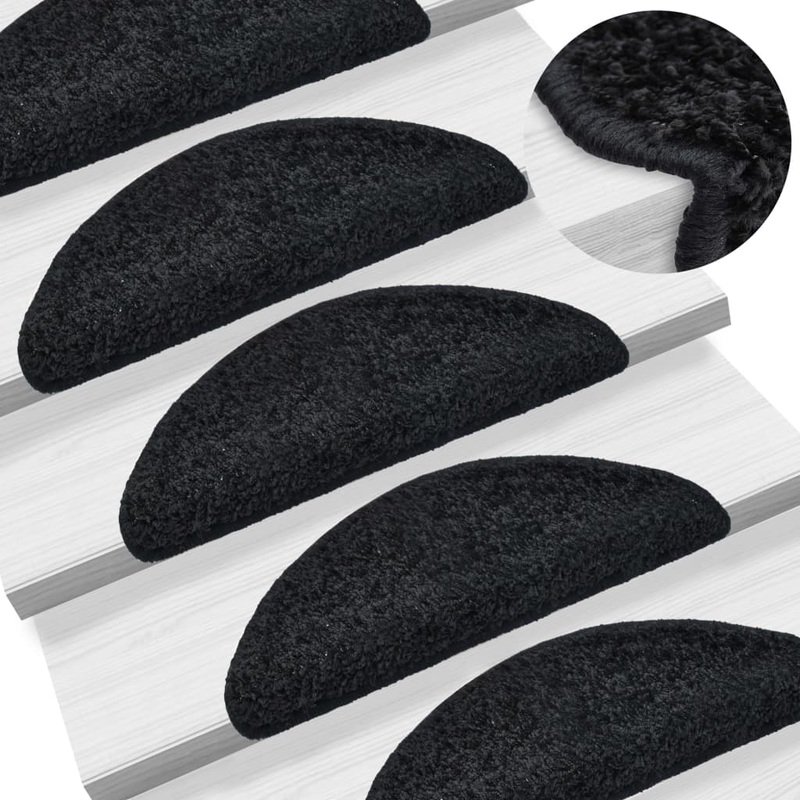Berkfield Stair Mats 5 pcs 56x17x3 cm Black