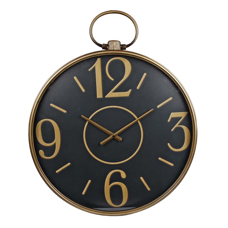 Gifts Amsterdam Wall Clock Toulouse Metal Gold and Black 60×5.5×74 cm