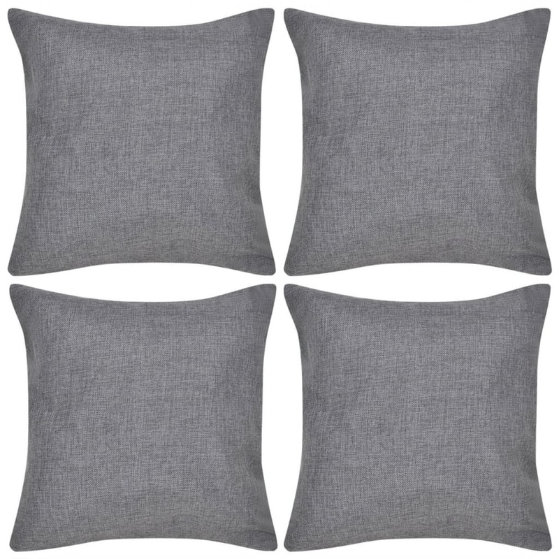 4 Anthracite Cushion Covers Linen-look 40 x 40 cm